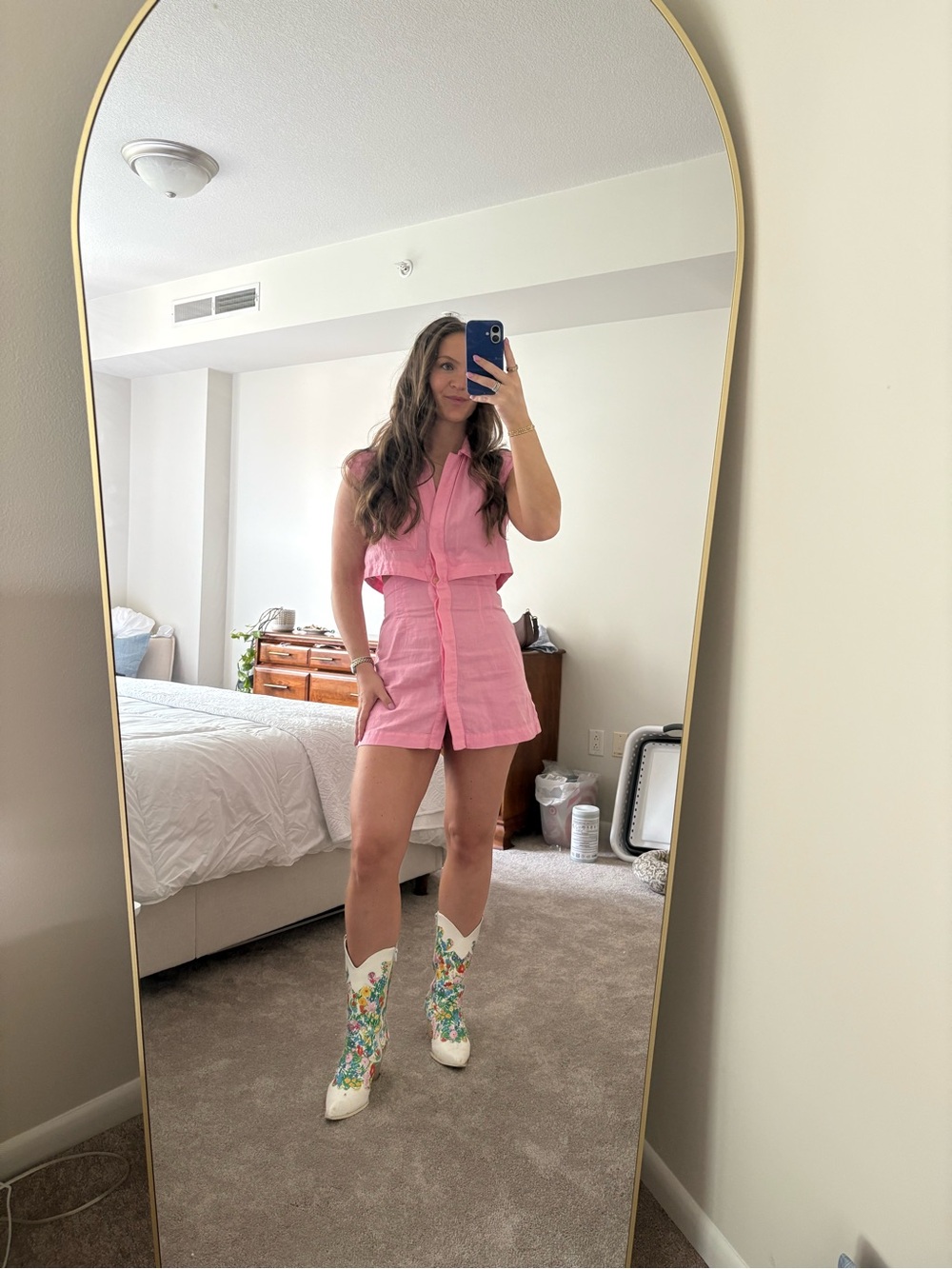 Zara Pink Button-Front Mini Dress